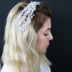 Beyaz Kristal Taşlı Topuz Aksesuarı-KTT-1000