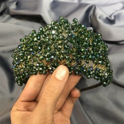 Yeşil Kristal Boncuklu Gelin Ve Kına Tacı-KTT-2