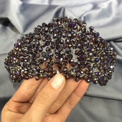 Mürdüm Kristal Boncuklu Gelin Ve Kına Tacı-KTT-5