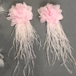 Pembe Renk Çiçekli Tüylü Küpe-KUP-1039 Pembe Renk Çiçekli Tüylü Küpe-KUP-1039