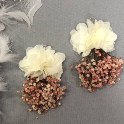 Somon Krem Kuru Çiçekli Küpe-KUP-1043 Somon Krem Kuru Çiçekli Küpe-KUP-1043