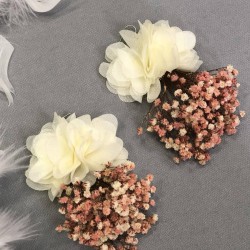 Somon Krem Kuru Çiçekli Küpe-KUP-1043 Somon Krem Kuru Çiçekli Küpe-KUP-1043