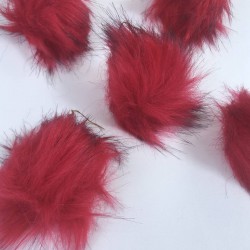 Kürk Ponpon Çanta Ayakabı Süsleme Tüyü Kırmızı 1 Adet-KURKPP-1000