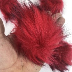 Kürk Ponpon Çanta Ayakabı Süsleme Tüyü Kırmızı 1 Adet-KURKPP-1000