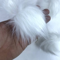 Kürk Ponpon Çanta Ayakabı Süsleme Tüyü  Beyaz 1 Adet-KURKPP-1001