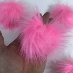 Kürk Ponpon Çanta Ayakabı Süsleme Tüyü  Fuşya 1 Adet-KURKPP-1003
