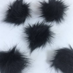 Kürk Ponpon Çanta Ayakabı Süsleme Tüyü  Siyah 1 Adet-KURKPP-1007