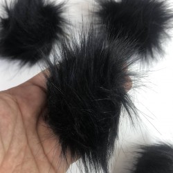 Kürk Ponpon Çanta Ayakabı Süsleme Tüyü  Siyah 1 Adet-KURKPP-1007