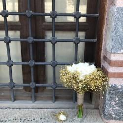 Sarı Cipsolu Islak Lale Gelin Buketi Ve Yaka Çiçeği-LALE-1003