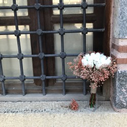 Turuncu Cipsolu Islak Lale Gelin Buketi Ve Yaka Çiçeği-LALE-1004