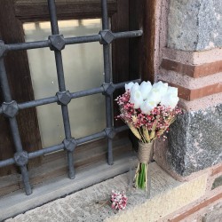 Pembe Cipsolu Buğdaylı Islak Lale Gelin Çiçeği Ve Yaka Çiçeği-LALE-1006