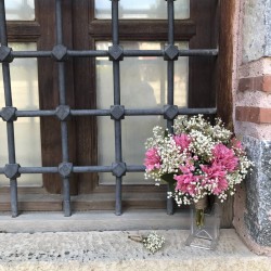 Pembe Çiçekli Krem Cipsolu Gelin Çiçeği Ve Yaka Çiçeği-LALE-1008