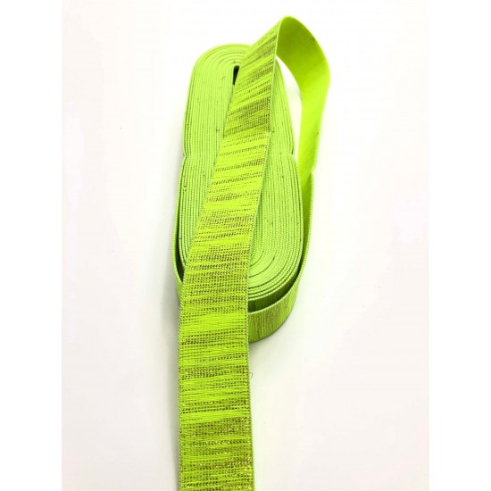 Açık Yeşil Simli Lastik 3 cm 1 mt-LAS-1037