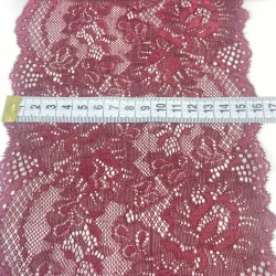 Bordo Geniş Likralı Esnek Dantel Dekoratif Süsleme-LKRDNTL-1002