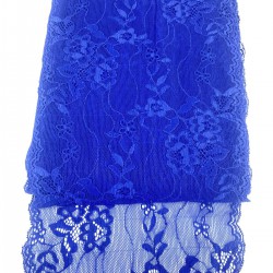 Saks Mavi Geniş Likralı Esnek Dantel Dekoratif Süsleme-LKRDNTL-1010