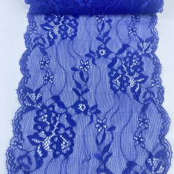 Saks Mavi Geniş Likralı Esnek Dantel Dekoratif Süsleme-LKRDNTL-1010