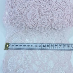 Pembe Geniş Likralı Esnek Dantel Dekoratif Süsleme-LKRDNTL-1012
