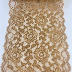 Kiremit Rengi Geniş Likralı Esnek Dantel Dekoratif Süsleme-LKRDNTL-1013