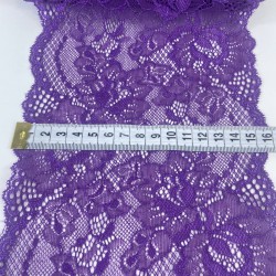 Mor Çiçek Desenli Geniş Likralı Esnek Dantel Dekoratif Süsleme-LKRDNTL-1014