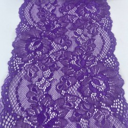 Mor Çiçek Desenli Geniş Likralı Esnek Dantel Dekoratif Süsleme-LKRDNTL-1014