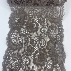 Haki Çiçek Desenli Geniş Likralı Esnek Dantel Dekoratif Süsleme-LKRDNTL-1015