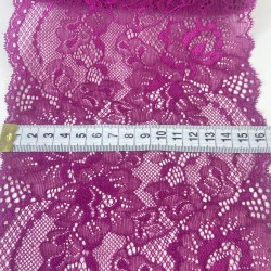 Koyu Fuşya Çiçek Desenli Geniş Likralı Esnek Dantel Dekoratif Süsleme-LKRDNTL-1016