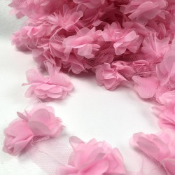 Pembe Tül Çiçek Lazer Kesim-LKT-1050