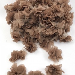 Sütlü Kahve Tül Çiçek Lazer Kesim-LKT-1053