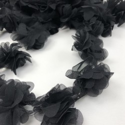 Siyah Tül Çiçek Lazer Kesim-LKT-1059