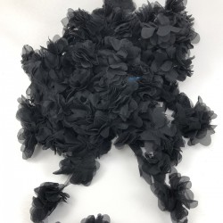 Siyah Tül Çiçek Lazer Kesim-LKT-1059