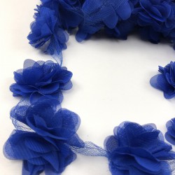 Saks Mavisi Tül Çiçek Lazer Kesim-LKT-1060