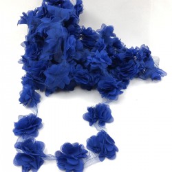 Saks Mavisi Tül Çiçek Lazer Kesim-LKT-1060