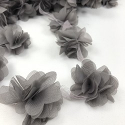 Gri Tül Çiçek Lazer Kesim-LKT-1061