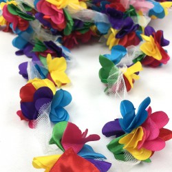 Rengarenk Tül Çiçek Lazer Kesim-LKT-1064