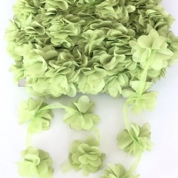 Açık Yeşil Lazer Kesim Şifon Tül Çiçek-LKT-1067 Açık Yeşil Lazer Kesim Şifon Tül Çiçek-LKT-1067
