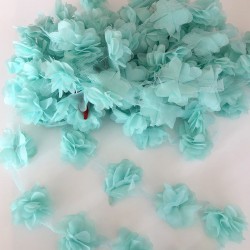 Mint Yeşil Lazer Kesim Şifon Tül Çiçek-LKT-1073