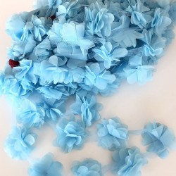 Bebe Mavi Lazer Kesim Şifon Tül Çiçek-LKT-1075