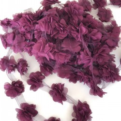 Mürdüm Lazer Kesim Şifon Tül Çiçek-LKT-1077