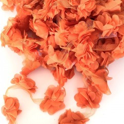 Turuncu Lazer Kesim Şifon Tül Çiçek-LKT-1078