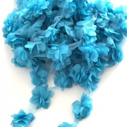 Mavi Lazer Kesim Şifon Tül Çiçek-LKT-1085