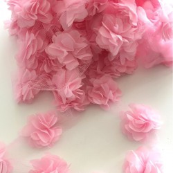 Pembe Lazer Kesim Şifon Tül Çiçek-LKT-1087