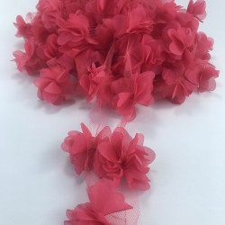 Fuşya Lazer Kesim Tül Çiçek-LKT-1089