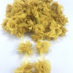 Hardal Renk Lazer Kesim Tül Çiçek-LKT-1091