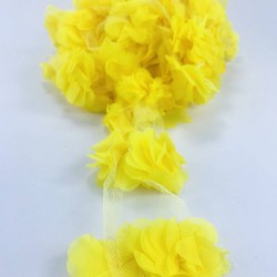 Sarı Lazer Kesim Tül Çiçek-LKT-1093