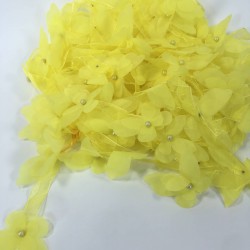 Sarı Renk Lazer Kesim Kelebek Şerit-LKT-1102