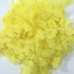 Sarı Renk Lazer Kesim Kelebek Şerit-LKT-1102