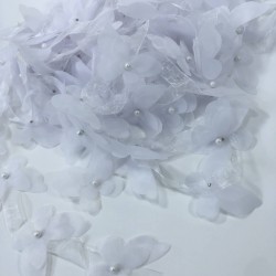 Beyaz Renk Lazer Kesim Kelebek Şerit-LKT-1105