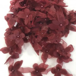 Bordo Renk Lazer Kesim Kelebek Şerit-LKT-1107