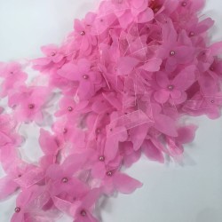 Pembe Renk Lazer Kesim Kelebek Şerit-LKT-1108