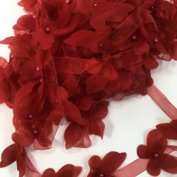 Kırmızı Renk Lazer Kesim Kelebek Şerit-LKT-1111